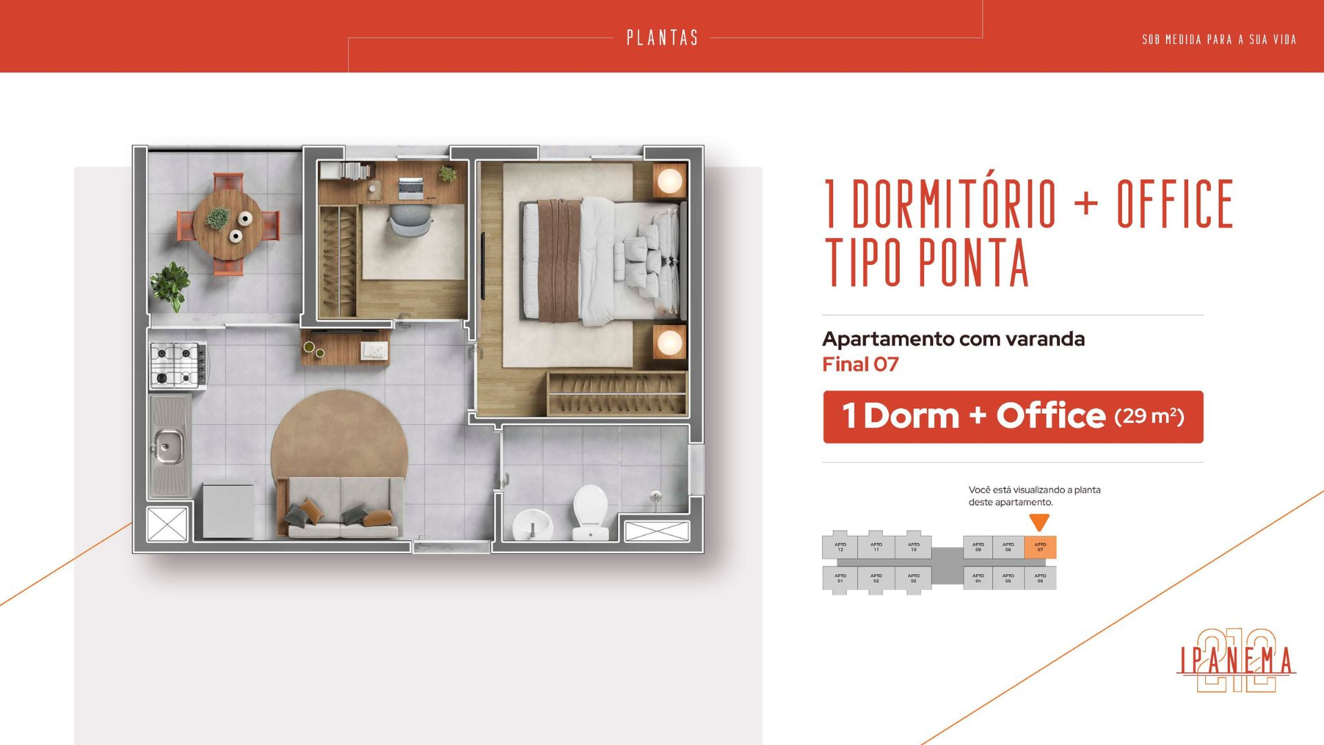 Imagem da planta - 1 dorm. + office 